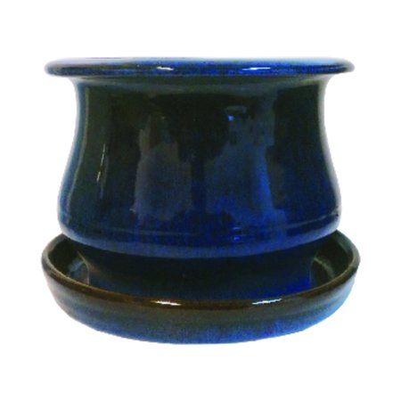 LEES POTTERY Trendspot 6 in. H X 6 in. W Ceramic Pot Blue DB10020-06D